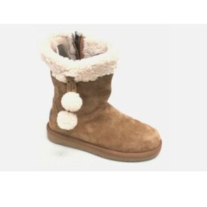Cozy Tan Suede Boots with Pom Poms UGG Size 6 NEW